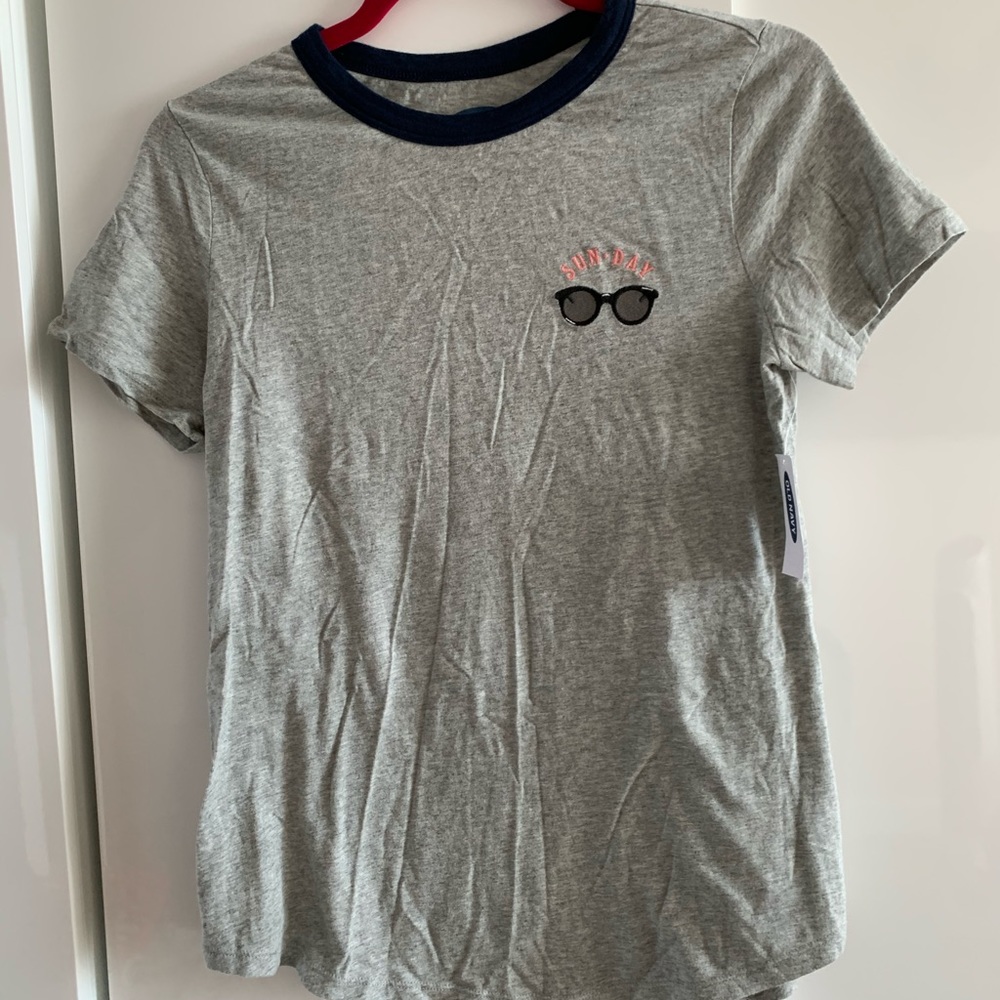 Old Navy Grey T-Shirt with embroidery detail